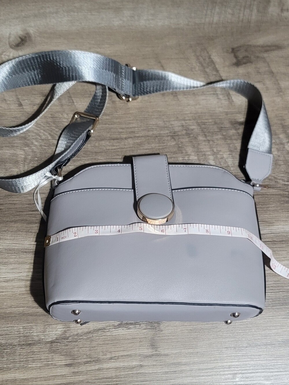 Stylish Light  Blue Crossbody Bag with Gold Accent